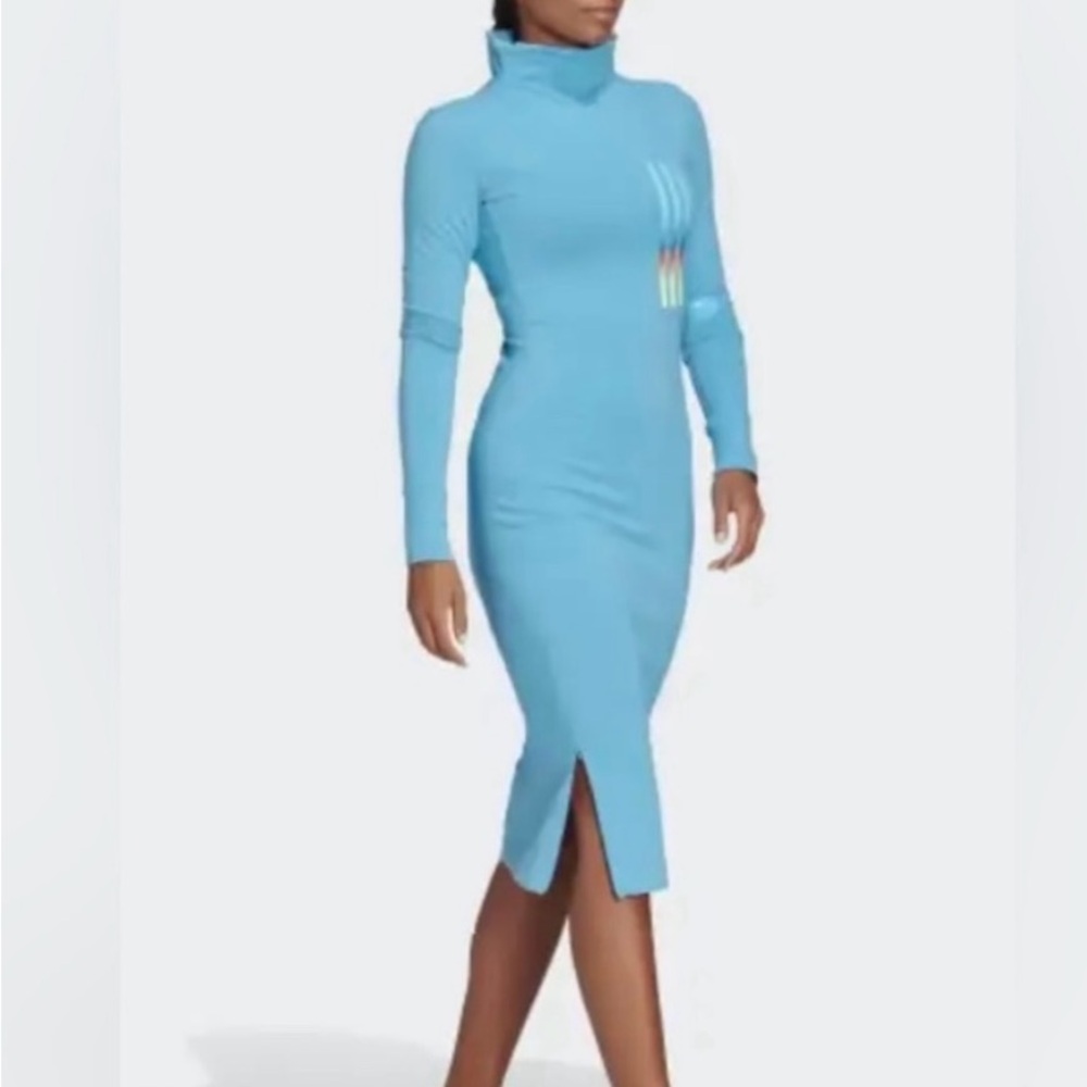 Adidas Blue Mission Victory Long Sleeve Midi Dress M